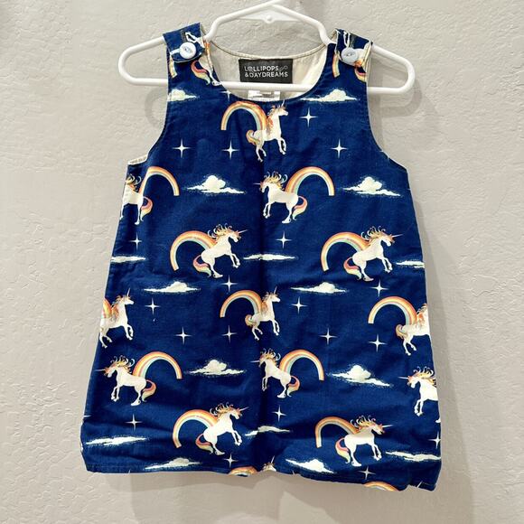 Lollipops & Daydreams Navy Blue Unicorns & Rainbows Tank Dress - Picture 1 of 6